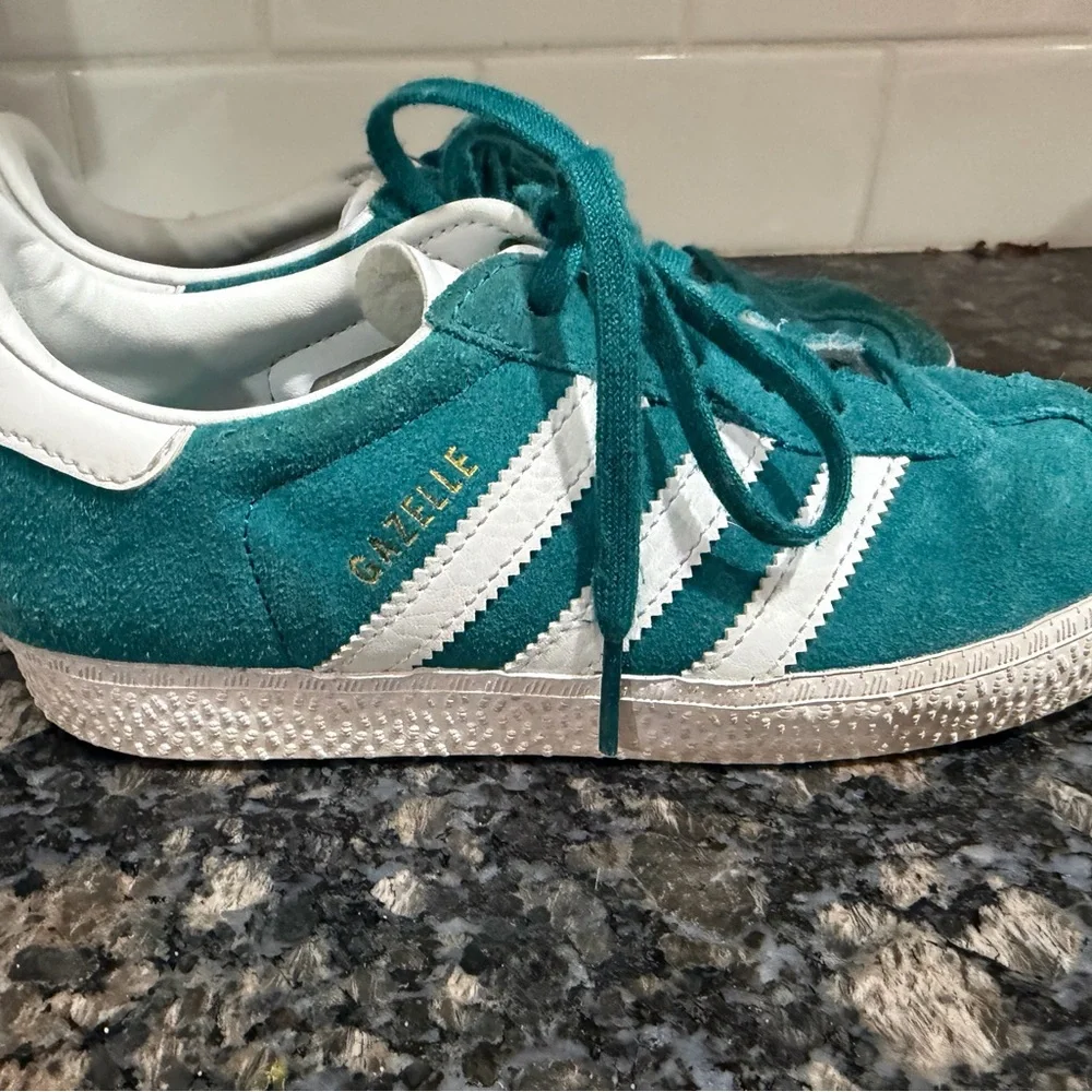 Adidas Kids Gazelle Sneakers in Teal and White - Picture 6 of 12